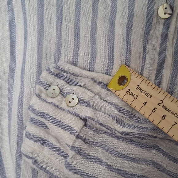 JONES CO NY Shirt XL 100% Linen Button Up Striped Lagenlook Coastal Grandma - Picture 9 of 10